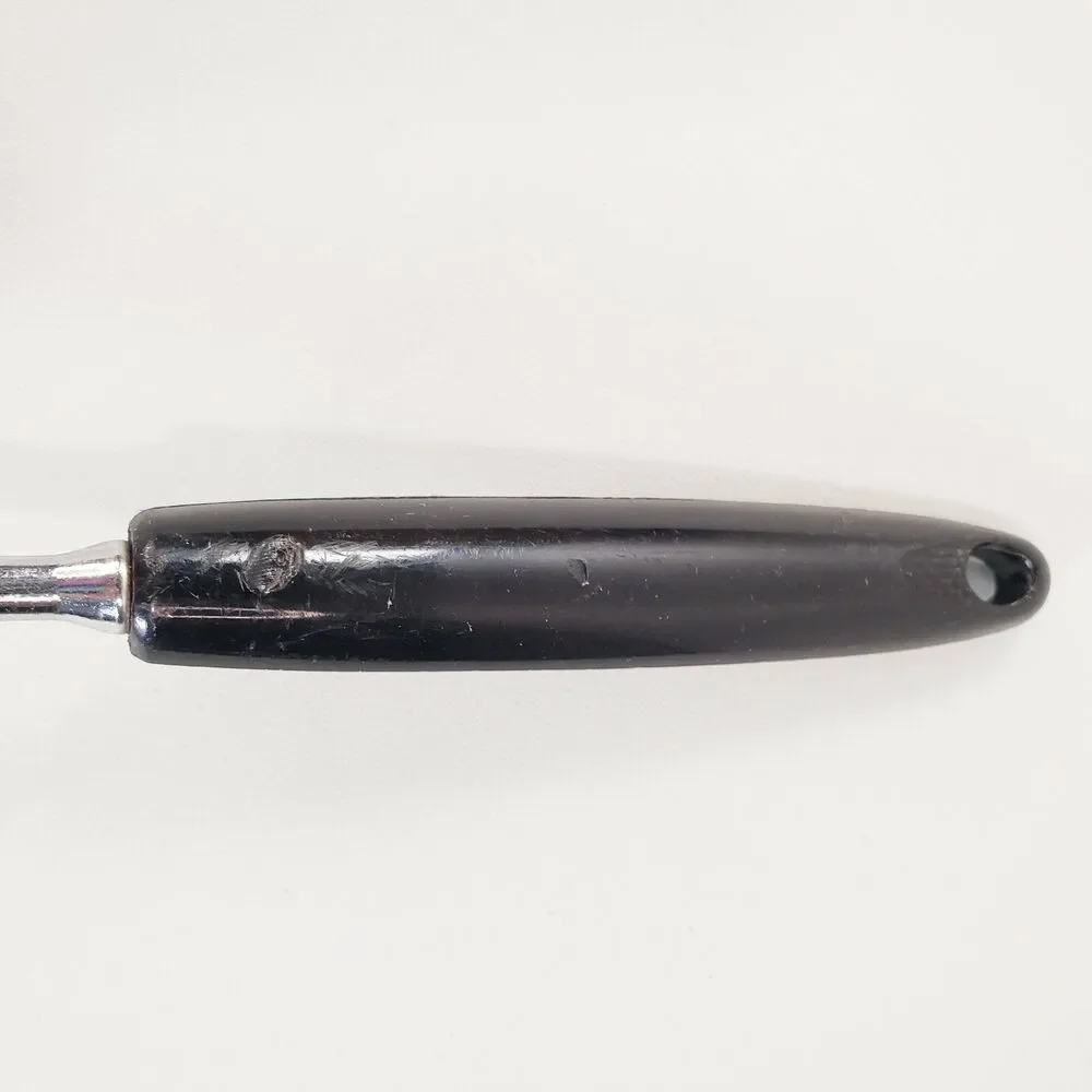 Ekco Slotted Spoon Chromium Plated Black Plastic Handle Cooking Utensil Kitchen